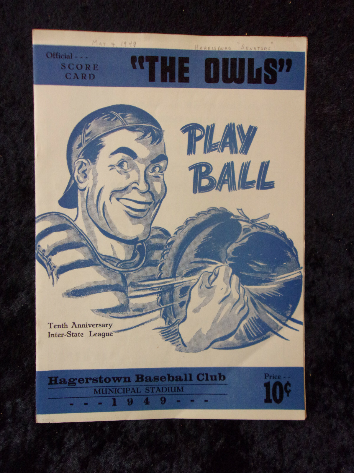 Vintage May 54 1949 Hagerstown Owls vs Harrisburg Senators Score Card 528