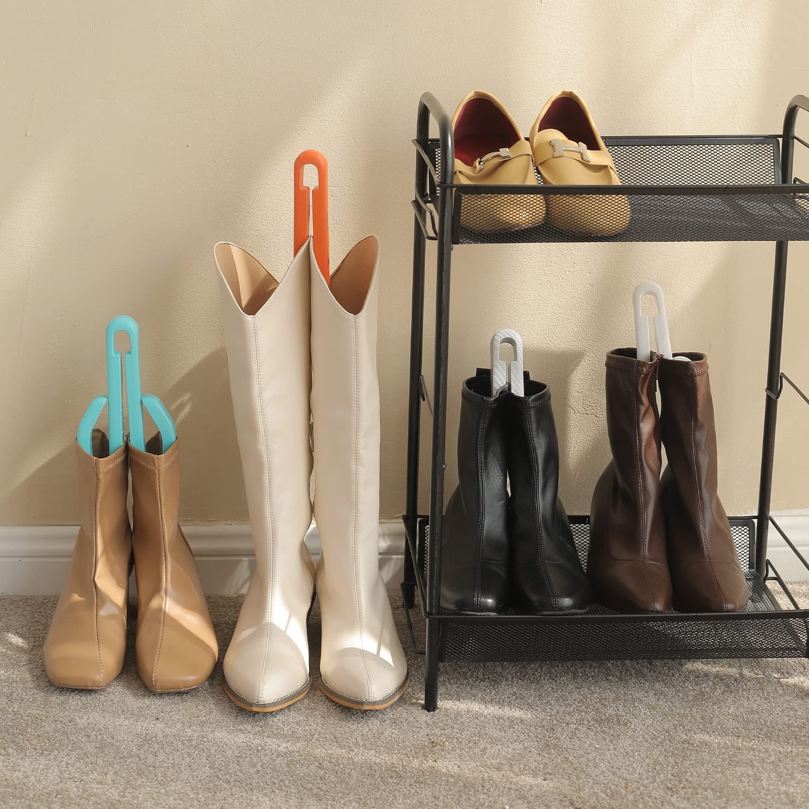 Folding Boot Shapers Adjustable Boot Stands Boots Holders for Tall and Knee H...