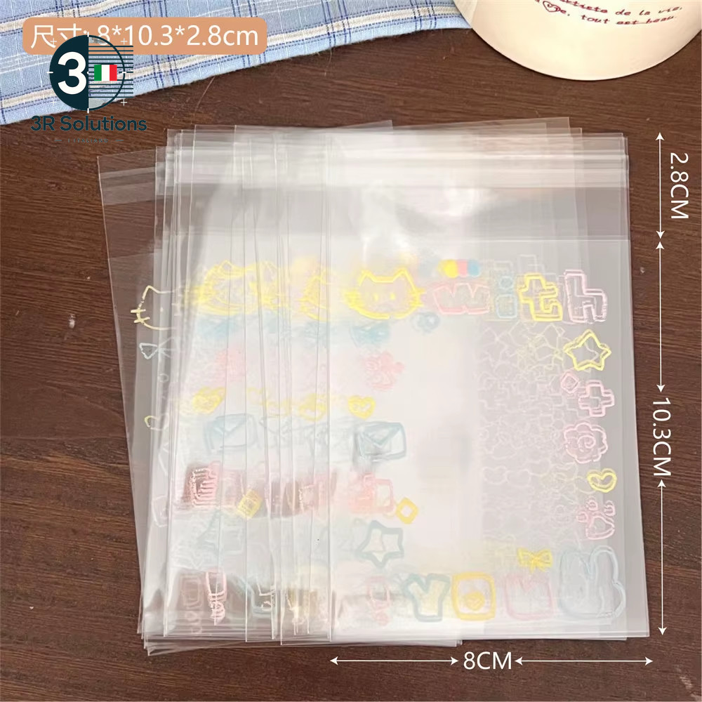 20/50/100 Pieces Self Adhesive Graffiti Kitten Bag, Self Sealing Bag