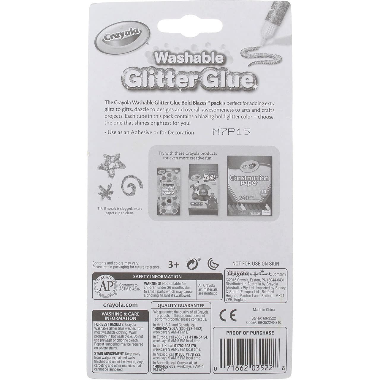2 PACK Crayola Washable Glitter Glue, Bold Blazes, 5 Count 1.75 oz