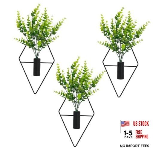 3 Pcs Wall Plants Artificial Decor,Boho Wall Decor,Home Office Rhombus Black