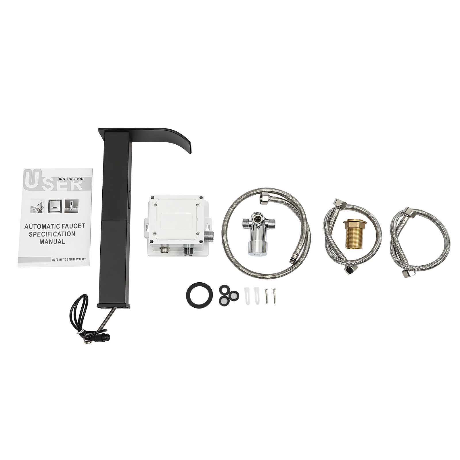 Modern Kitchen Automatic Sensor Faucet Black With Temperature-regulating Valve.