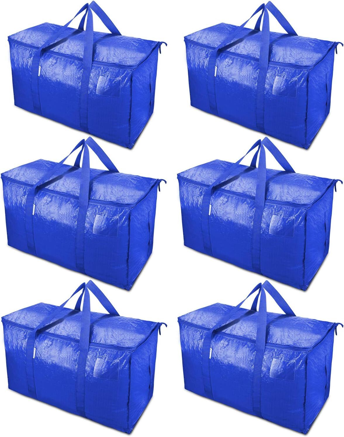 6 Pack Extra Large Moving Bags with Zippers  Carrying Handles,Heavy-Duty Storage