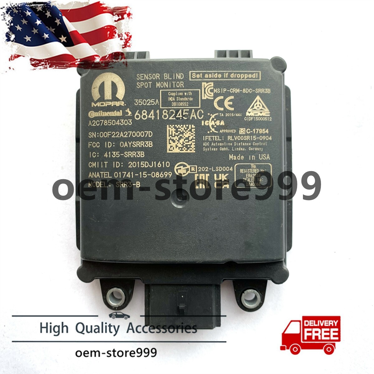 2016 - 2021 JEEP GRAND CHEROKEE REAR LEFT BLIND SPOT RADAR SENSOR OEM 68418245AC