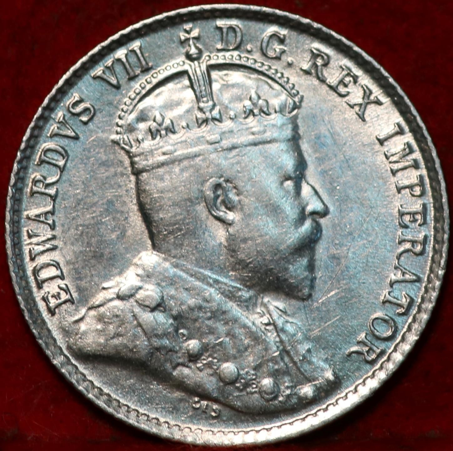 🇨🇦 Uncirculated 1907 King Edward VII 5 Cents Silver Coin Canada