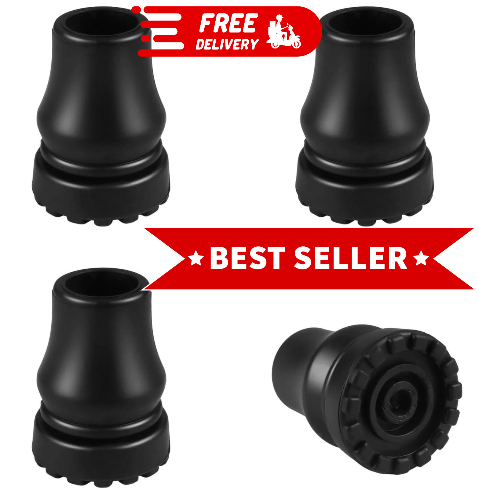 4Pcs Cane Tips 3/4 Inch Heavy Duty Rubber Cane Tips Anti Slip TPR Replacement...