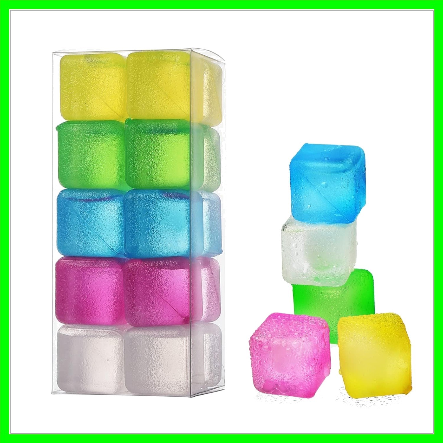 Reusable Ice Cube for Drinks - Multi-Color Plastic Ice Cubes to Keep Drinks C...