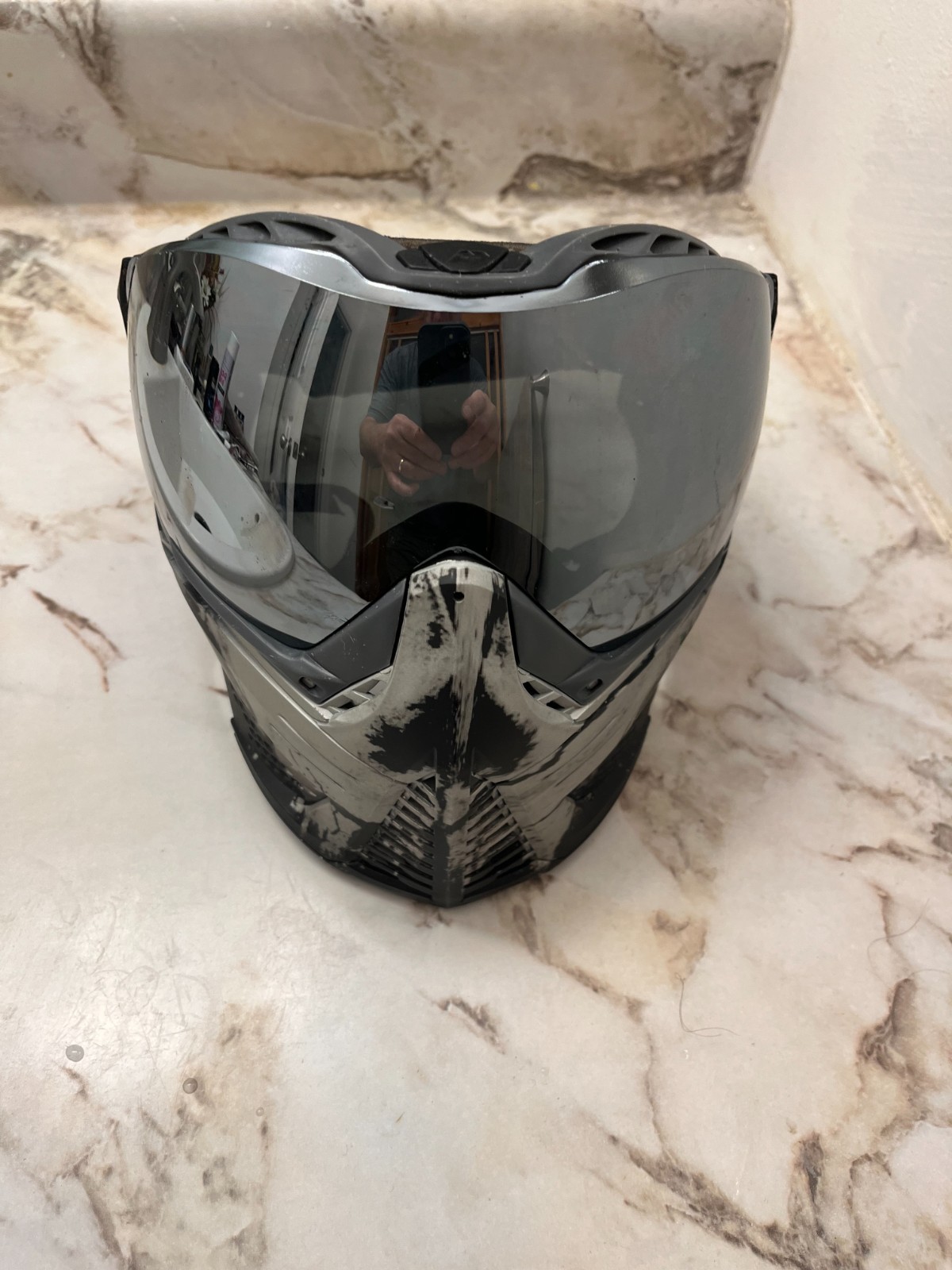 Infamous Custom Skull Edition Paintball Mask with Goggles and Case B/W Pattern