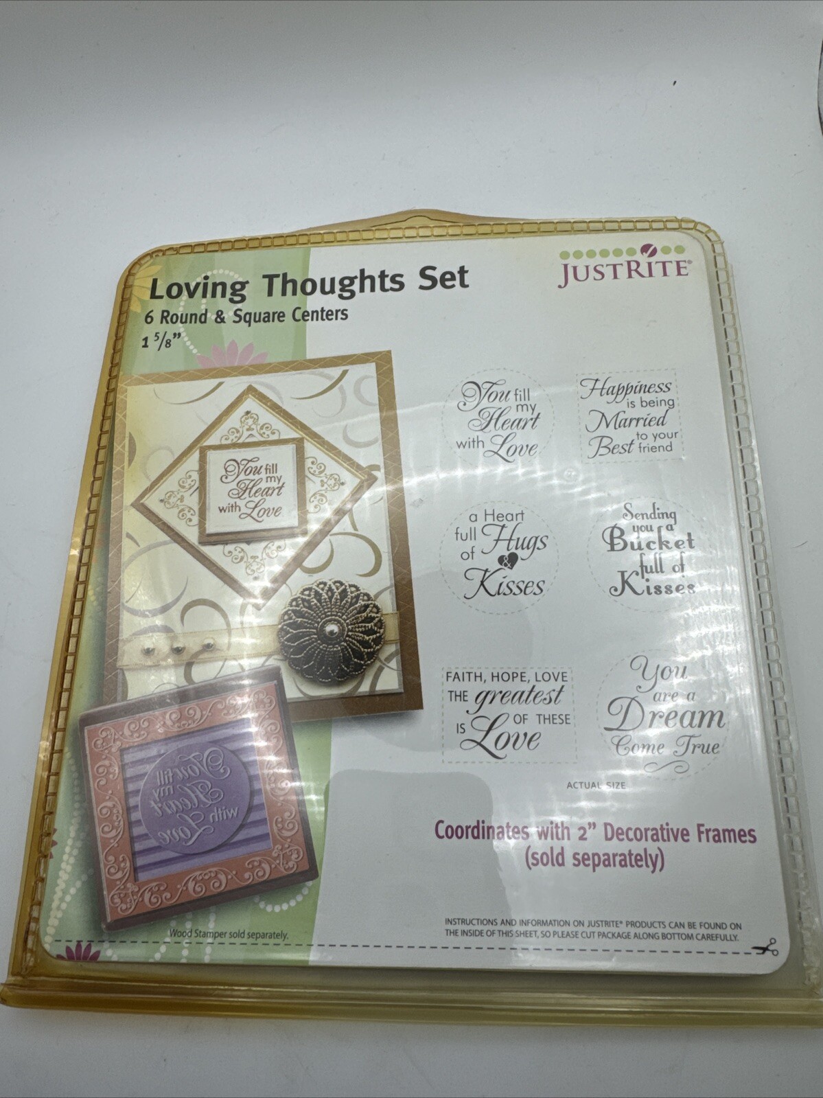 Justrite Loving Thoughts 6 Round & Square Centers 1 5/8 6