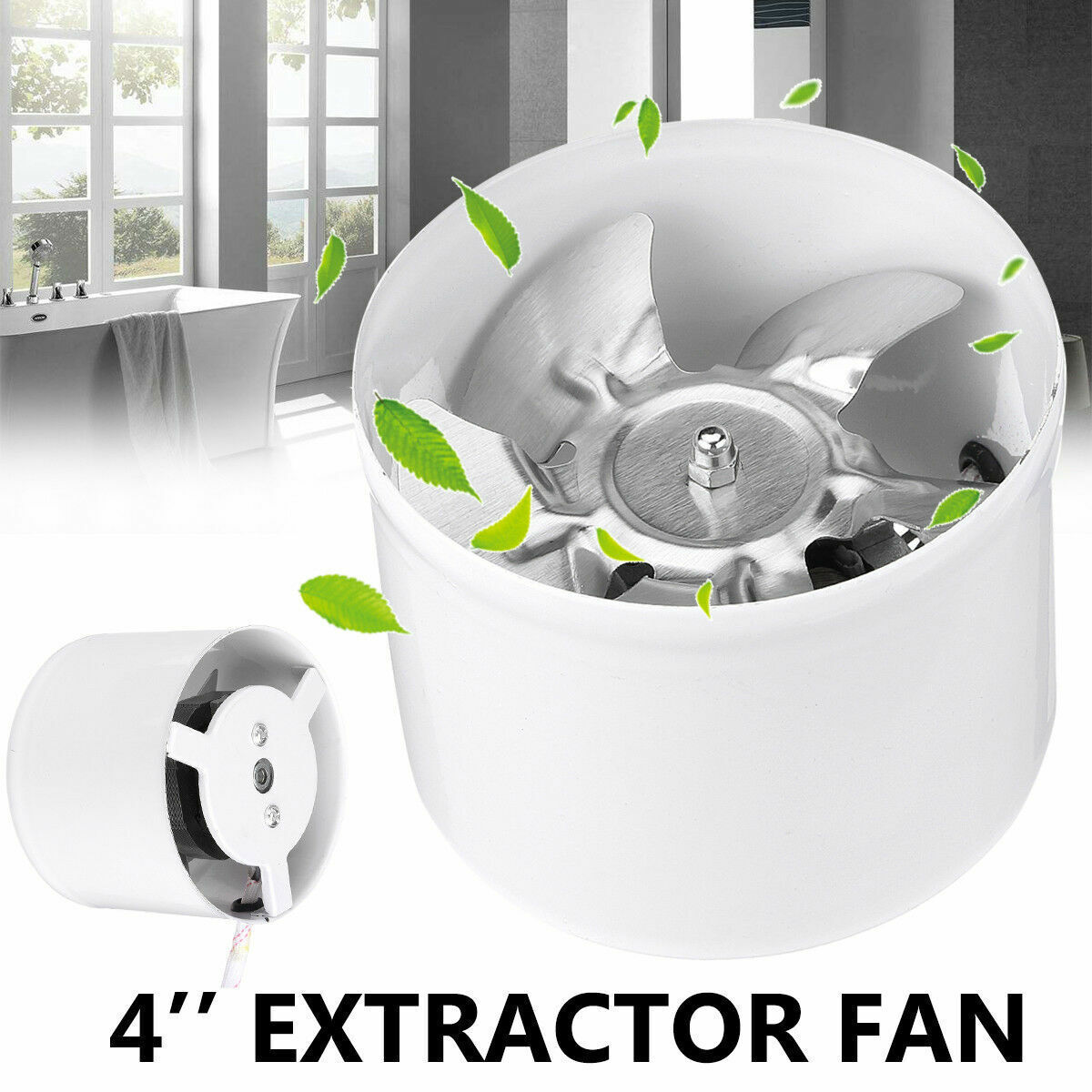 4'' Wall Inline Shower Extractor Ventilation Fan Silent Bathroom Kitchen Toilet