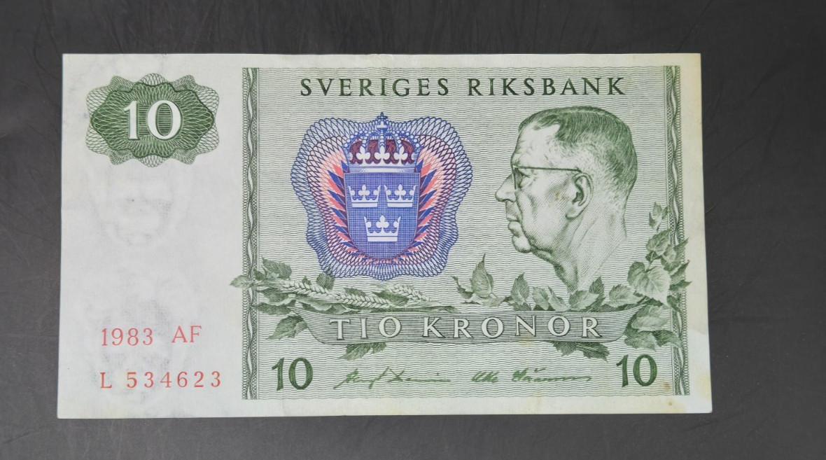 1983 Sweden 10 Kronor Banknote P#52.e.4 DOUBLE LETTER SERIES (FN61)