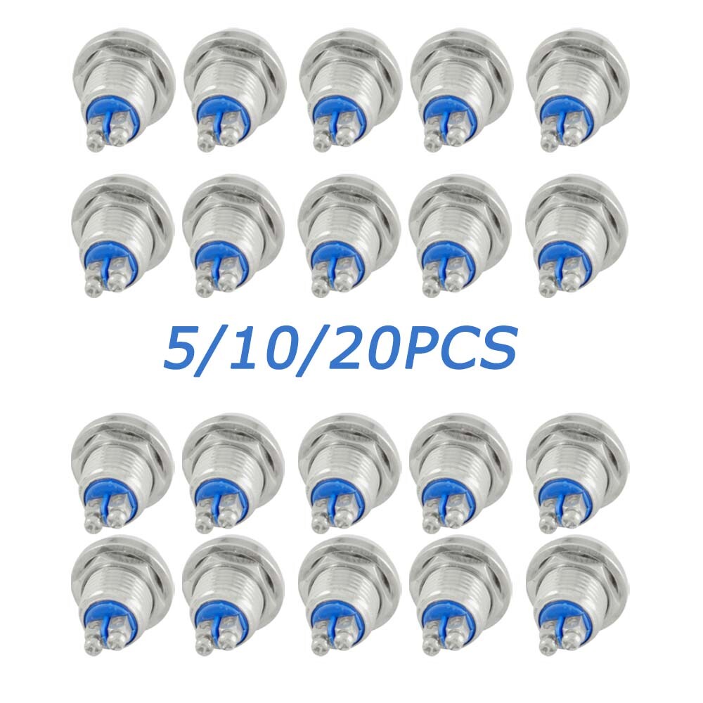 12mm Stainless Steel Boat Horn Momentary Push Button Starter Switch 5/10/20Pcs