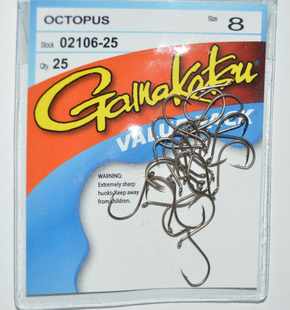 gamakatsu octopus hooks size 8 25 per pack 02106-25 value pack