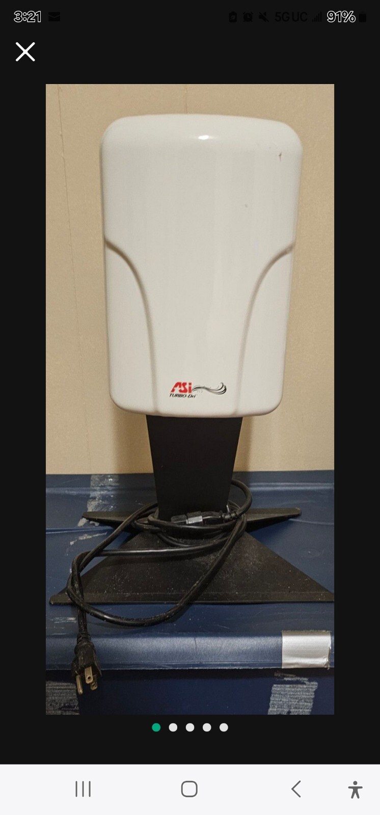 Hand Dryer ASI 0197-1-93 Turbo-Dri High Speed Hand Dryer 1hp 18000 Rpm.