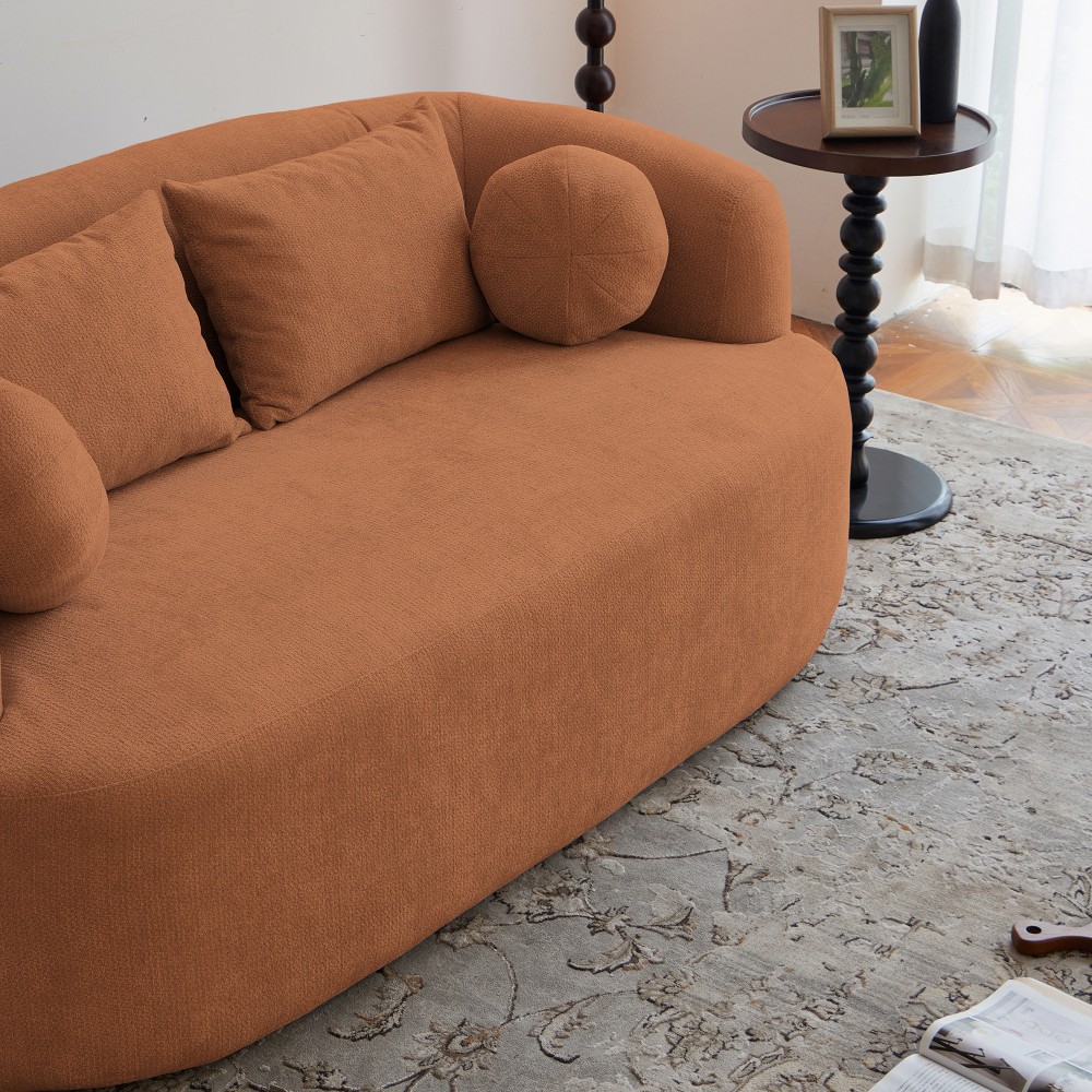 Memory Foam 2-Seater Sofa w/Chenille Fabric, No Assembly, Orange