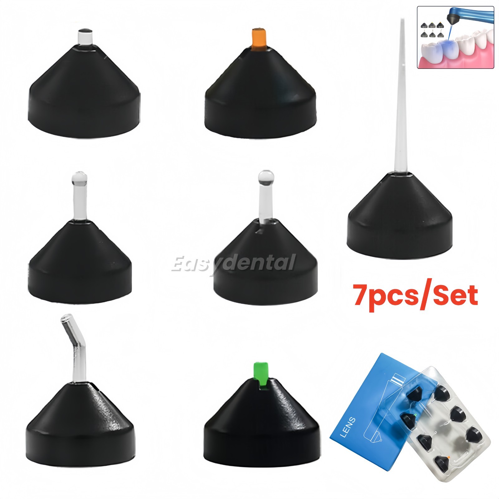 7 Pcs/Set Dental Light Curing Magnetic Pointcure Light Curing Lamp Point Lens