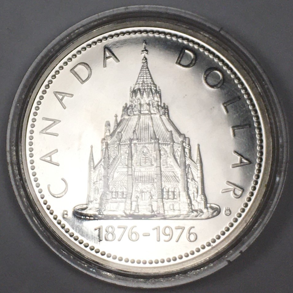 1976 Canada Silver Dollar  - Parliamentary Library -  KM#106 .375 ASW - 8253-SF
