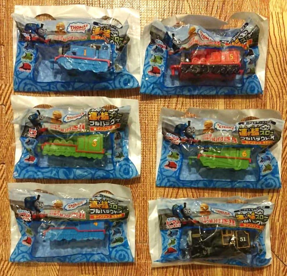 Thomas Pull Back Toys Set 6 Connectable Toy Unused Authentic Rare Vintage 15+