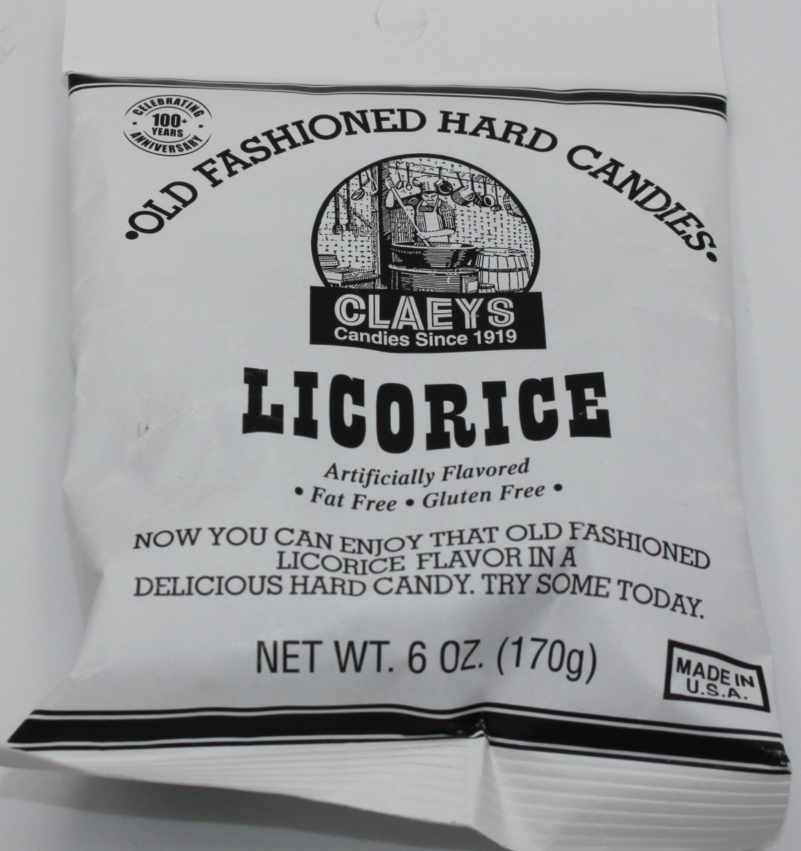 Claeys Old Fashione Licorice Hard Candy 6 oz Bag Gluten & Fat Free Made in USA