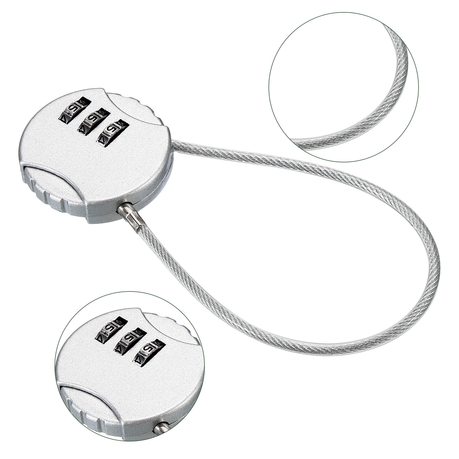 Small Combination Locks 3 Digit Baggage Padlocks Silver Tone 7.8-Inch