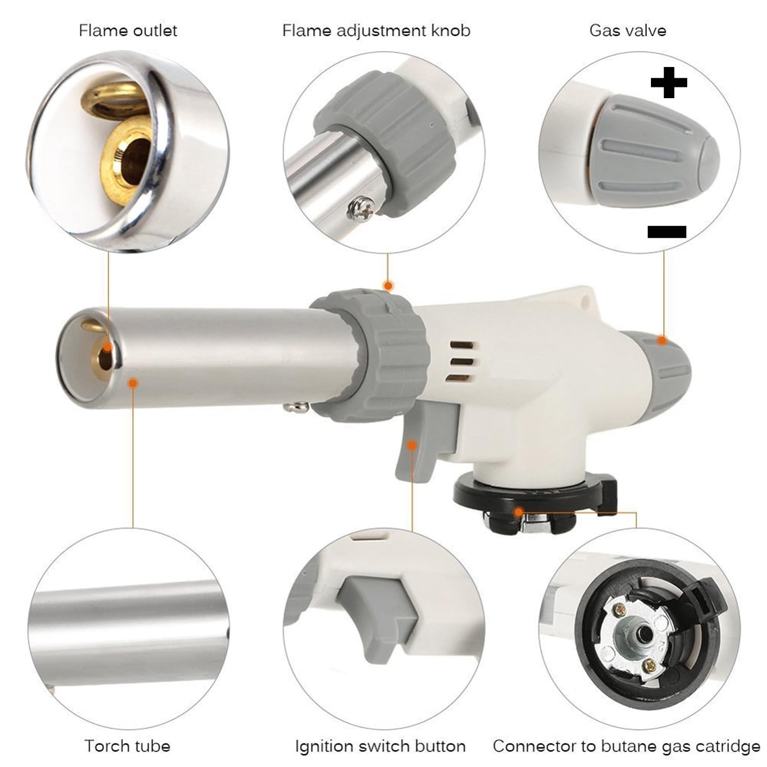 Butane Torch for Cooking, BBQ, Baking, DIY Soldering - Adjustable Flame