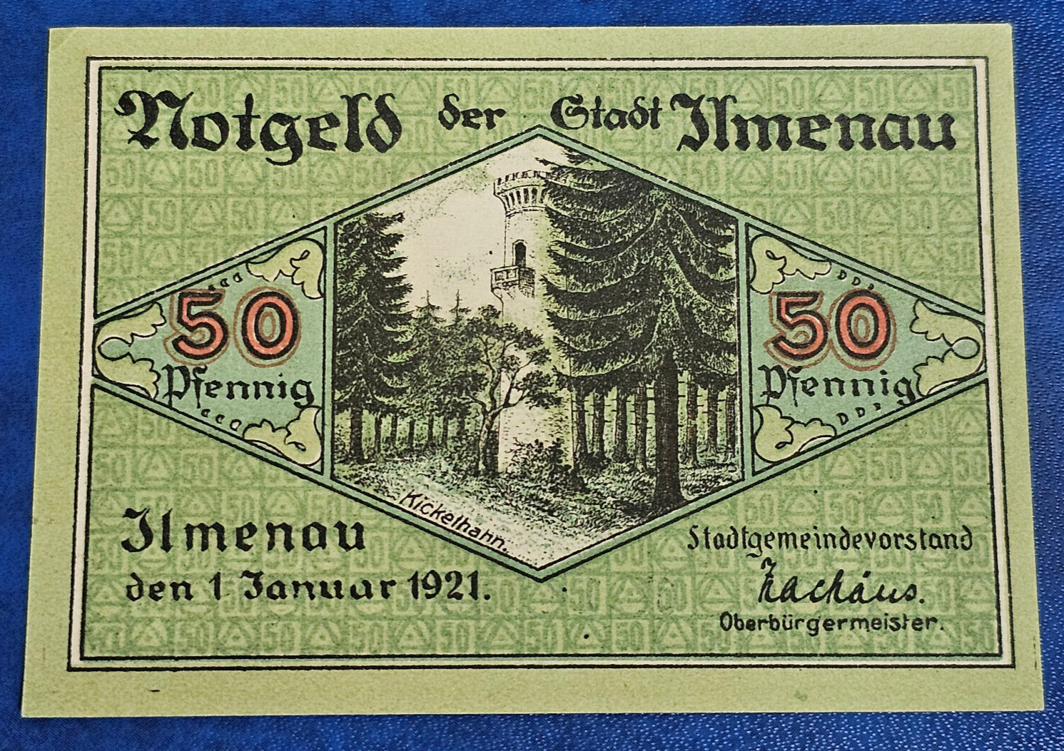 ILMENAU NOTGELD 50 PFENNIG 1921 EMERGENCY MONEY GERMANY BANKNOTE [🇩🇪35473]