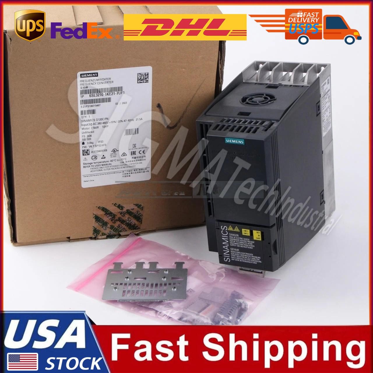 New Siemens 6SL3 210-1KE21-7UF1 6SL3210-1KE21-7UF1 SINAMICS G120C PN 7,5KW UNFIL