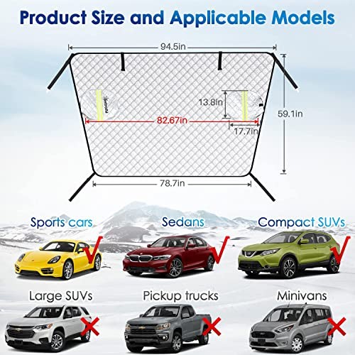 Windshield Cover for Ice and Snow, Car Windshield Snow Cover 4-Layer Silver