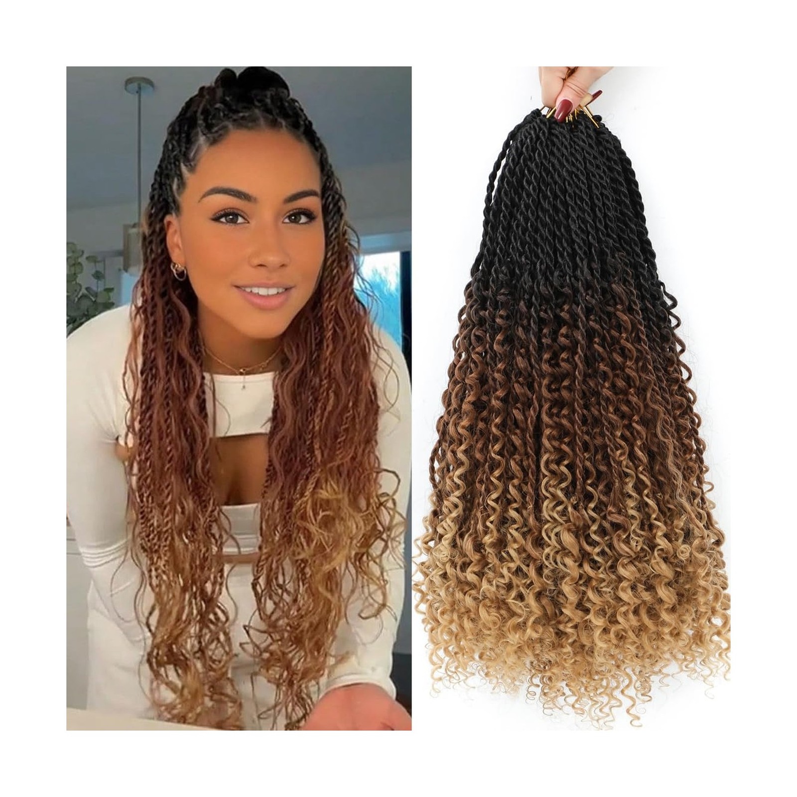 Goddess Twist Braids Crochet Hair With Curly Ends Senegalese Tw... FAST USA SHIP