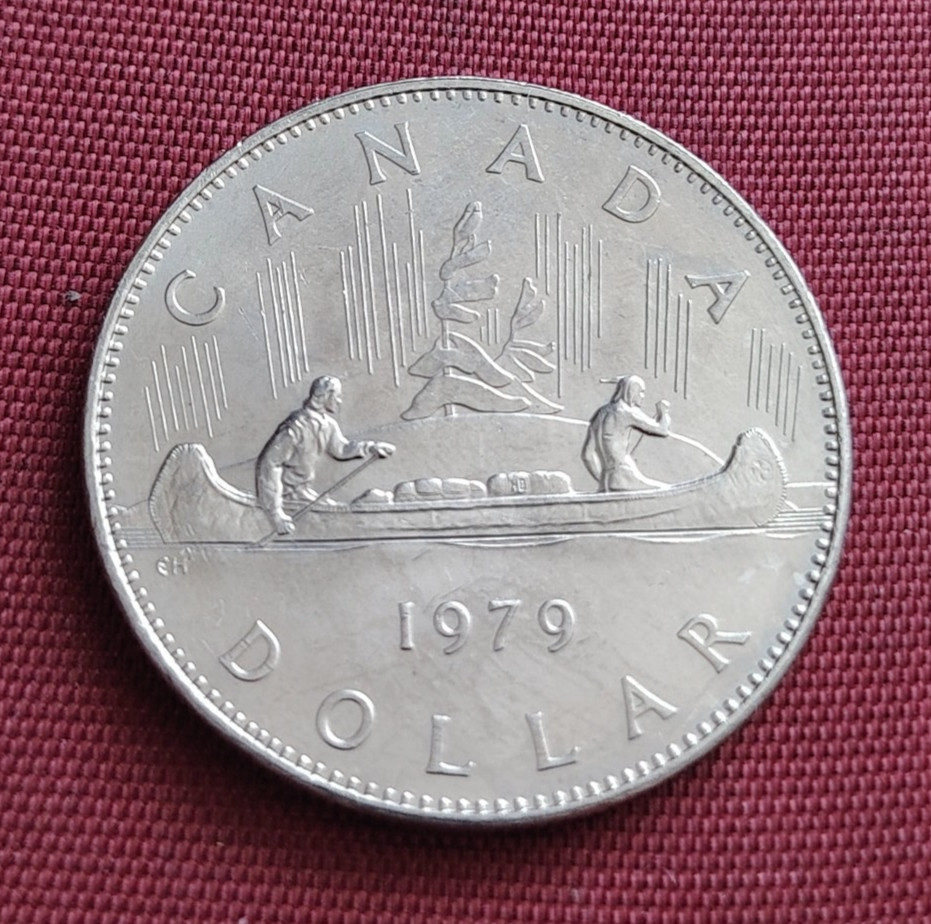 Canada One Dollar 1979 Elizabeth II Voyageur Indian Canoe