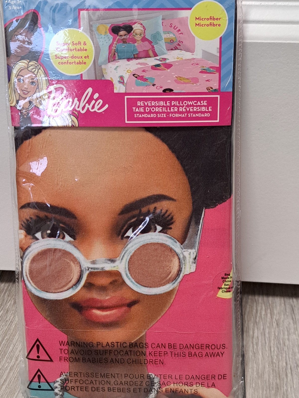 1 NEW Barbie Reversible Standard Size Pillowcase. Microfiber. 100% Polyester.