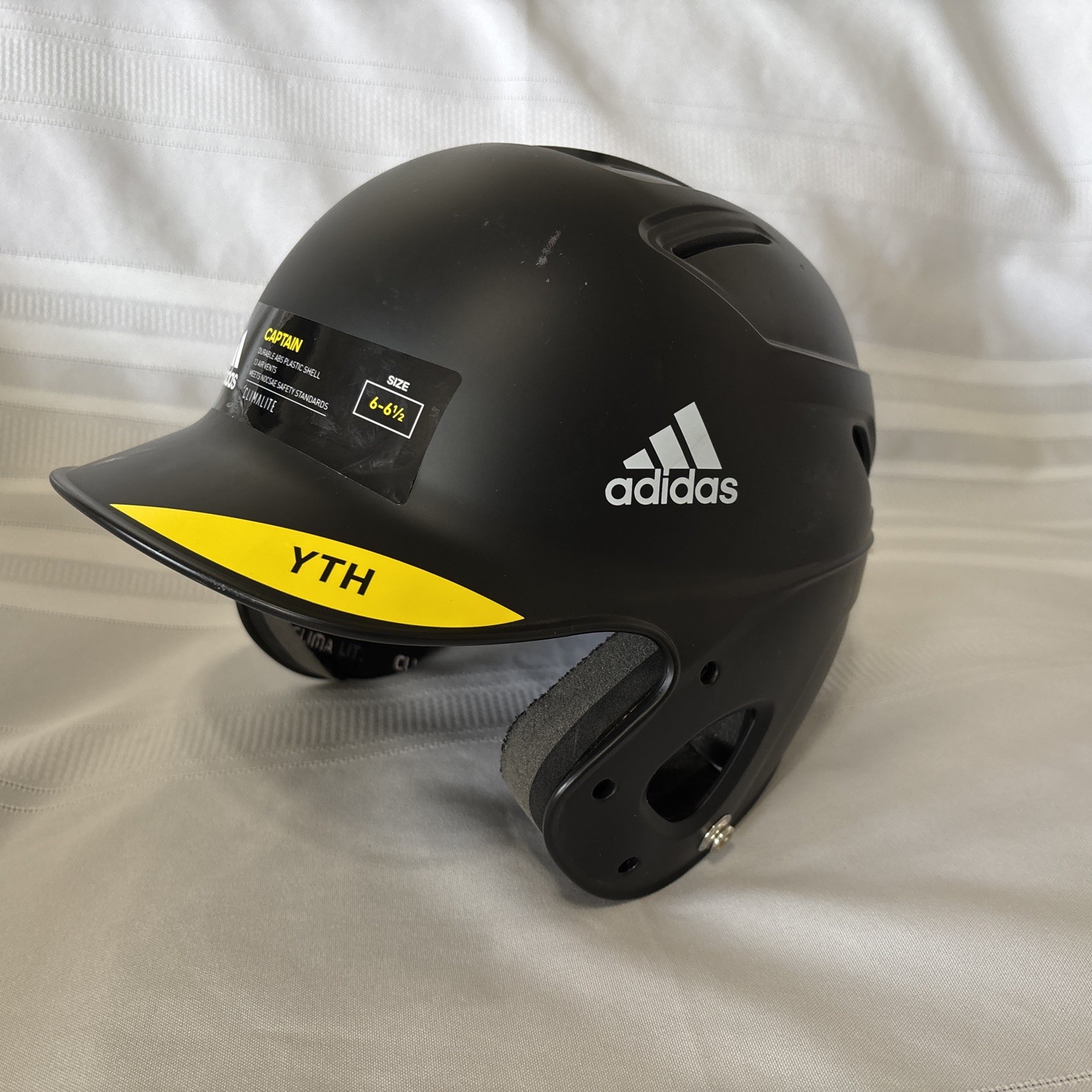 NEW ADIDAS Climalite CAPTAIN Batting Helmet Youth Black Size 6-6 1/2