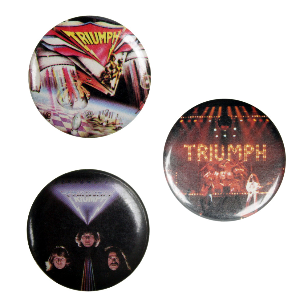 TRIUMPH Set Of Three Hard Rock Vintage 1980s Ltd Quantity Gift 1.25" Pin Buttons