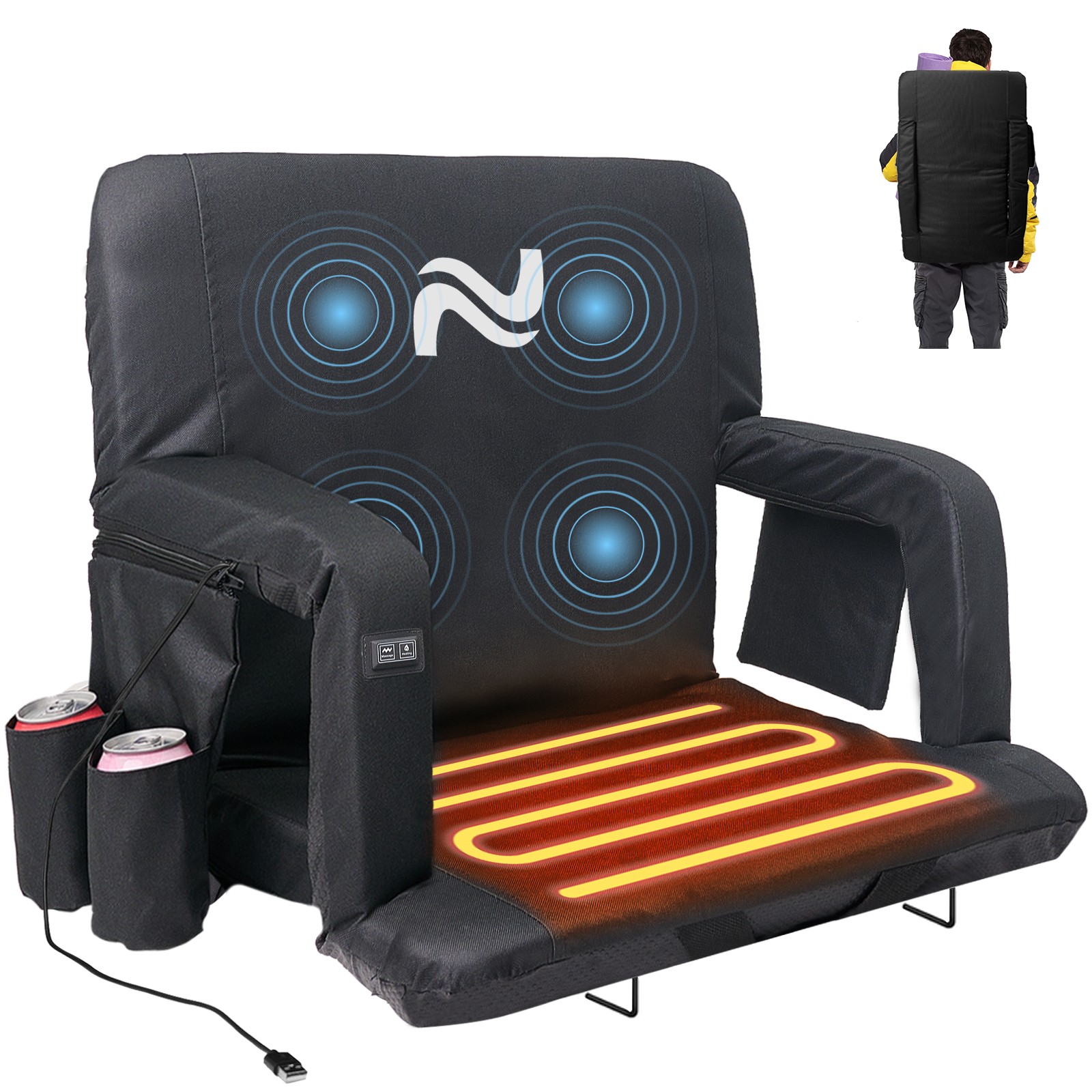 SUNYRISY Heated Massage Stadium Seats Bleacher Seats 3 Levels of Heat&Massage