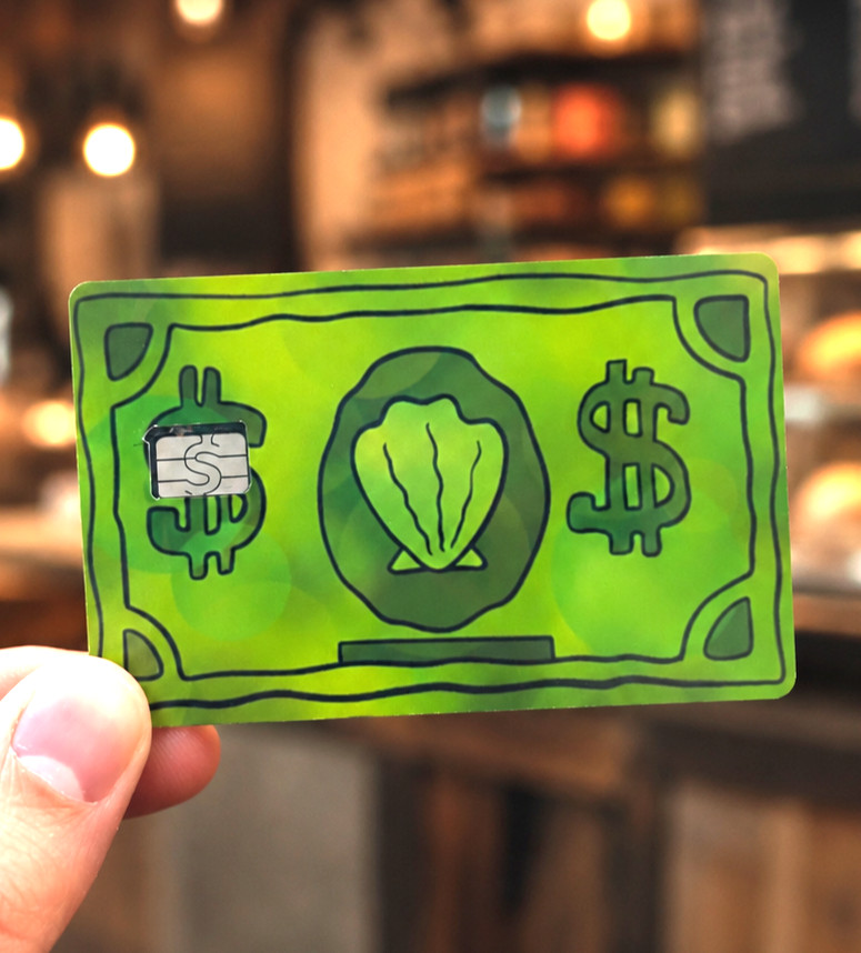 Sea Bucks Credit Debit Card Skin Sticker Chip Funny SpongeBob Decal - 2 Pack