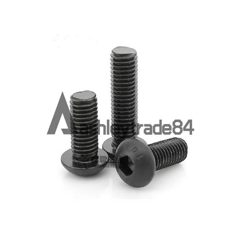 25/50/100pcs Black Steel Metric Thread M3 Button Head Hex Socket Cap Screw Bolt
