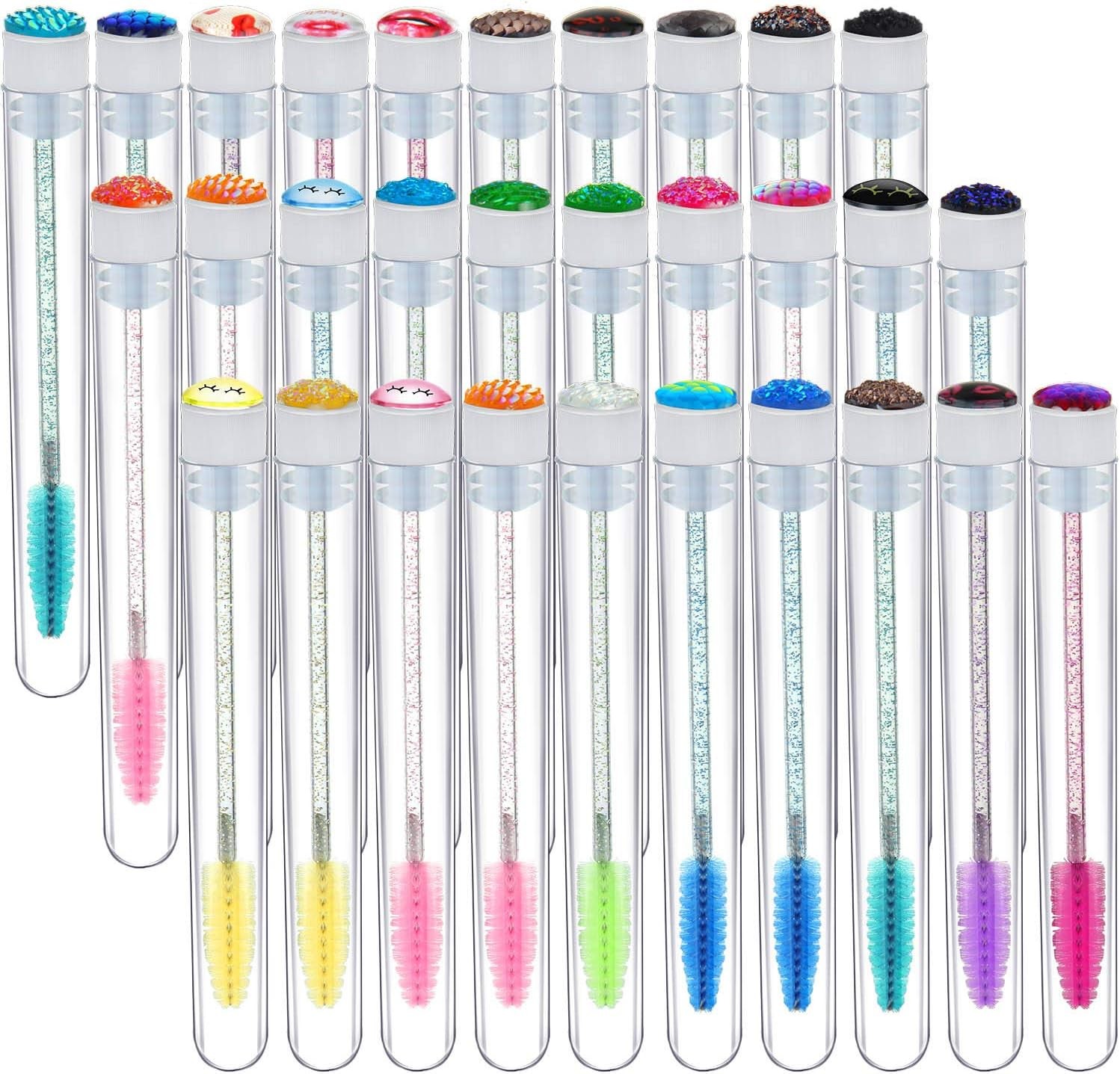 30 Sets Disposable Mascara Wands Set, Includes 30 Crystal Eyelash Brush