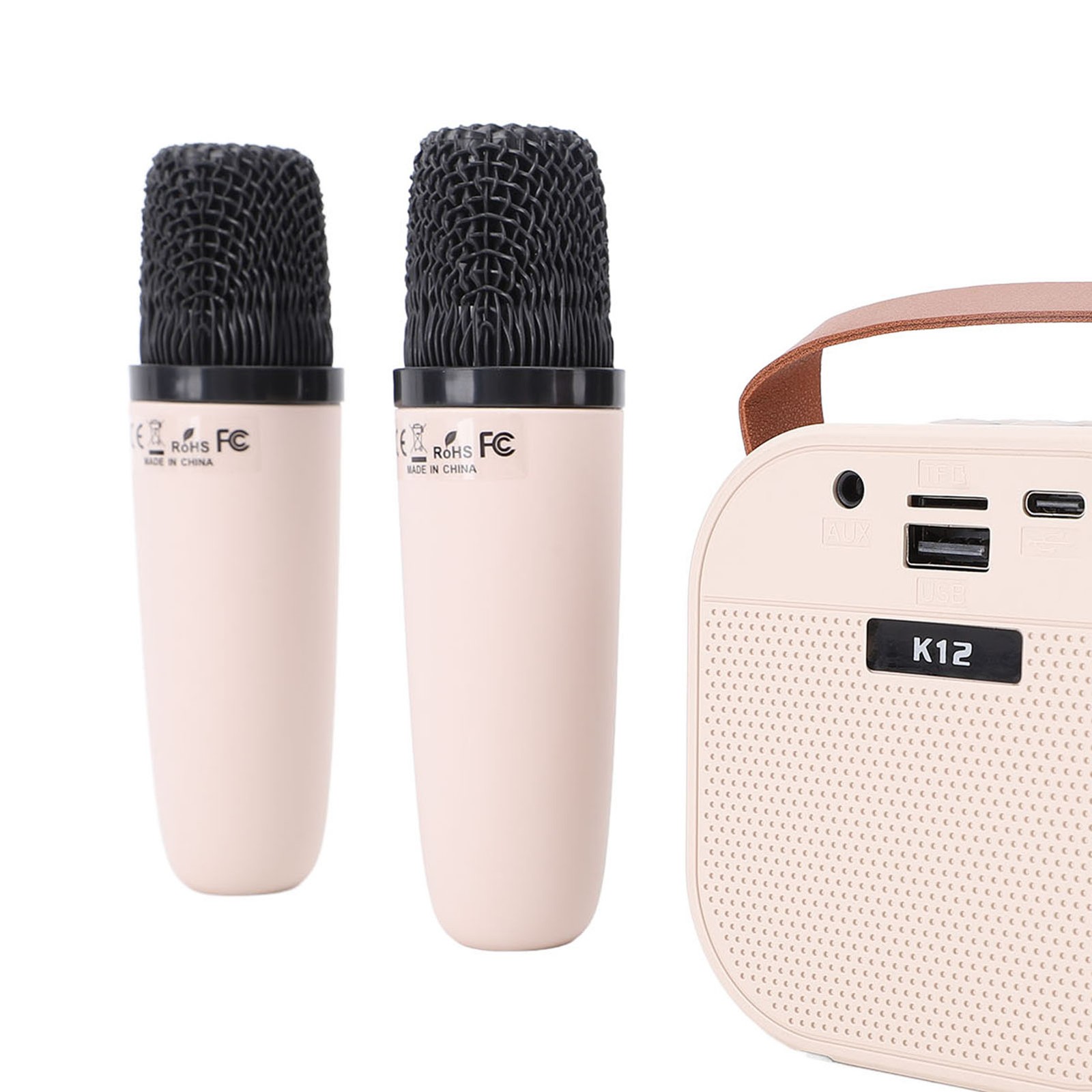 Karaoke Machine Portable Versatile Built In Light Dual Microphone Blue BT0