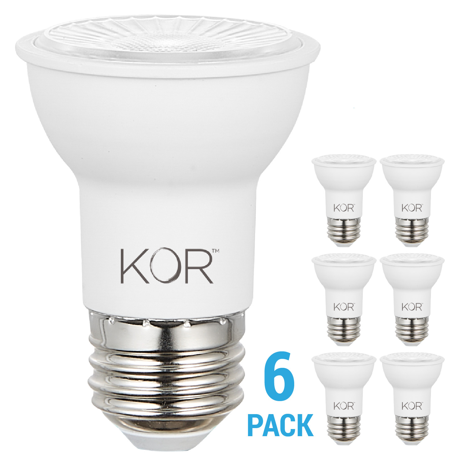 6 Pack LED 40° Flood FL 6W 50W 120V PAR16 Medium E26 Dimmable 3000K Warm White