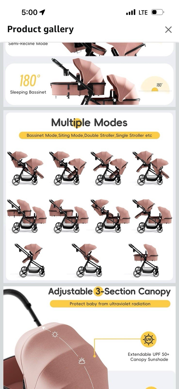 Foldable Twin Baby Double Stroller Lightweight Travel Stroller Infant Pushchair