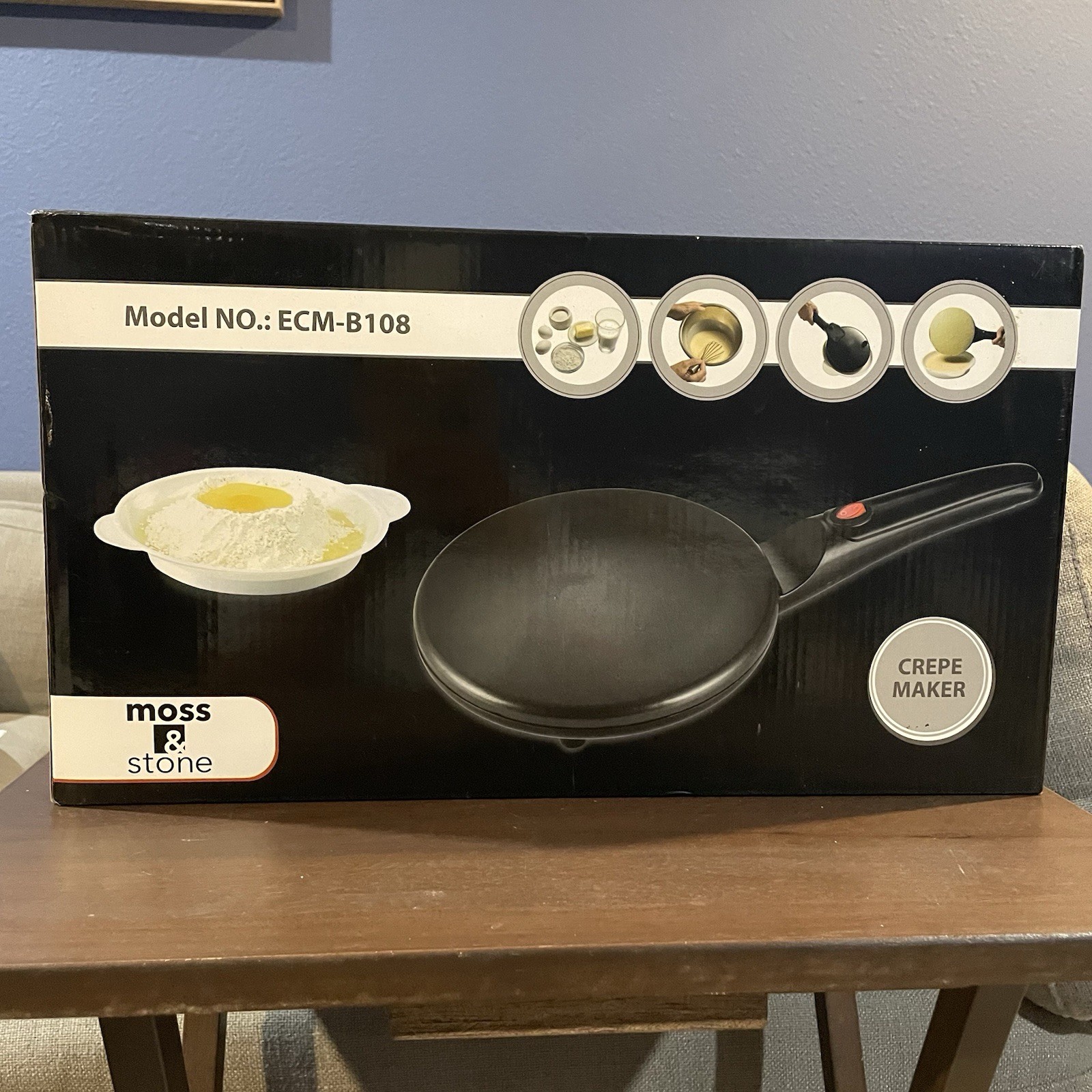 Crepe Maker – 8” Portable Crepe Pan Nonstick with Dipping Plate, Auto Shut-Off