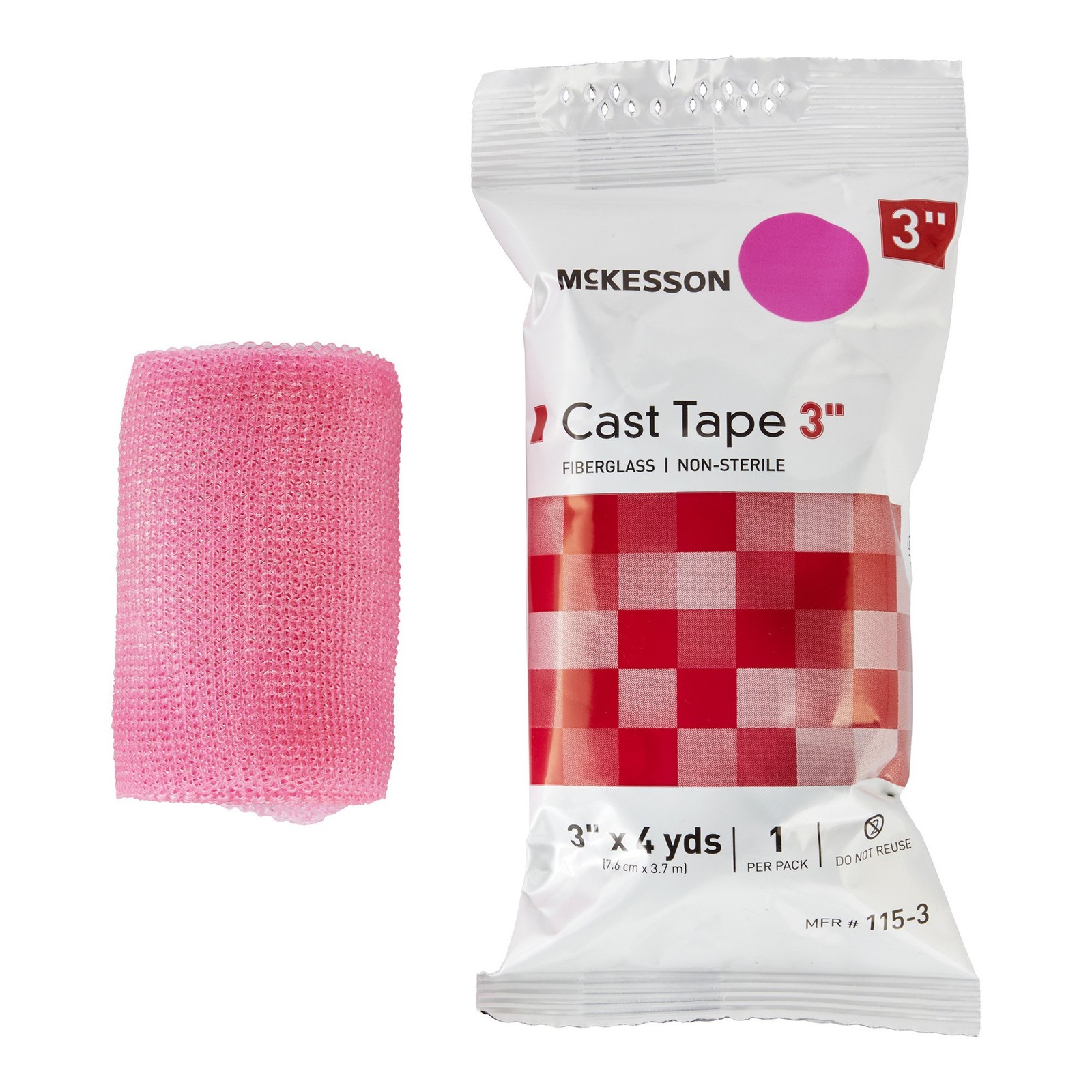 McKesson Cast Tape 3 Inch X 12 Foot Fiberglass Pink 115-3X 10 Ct