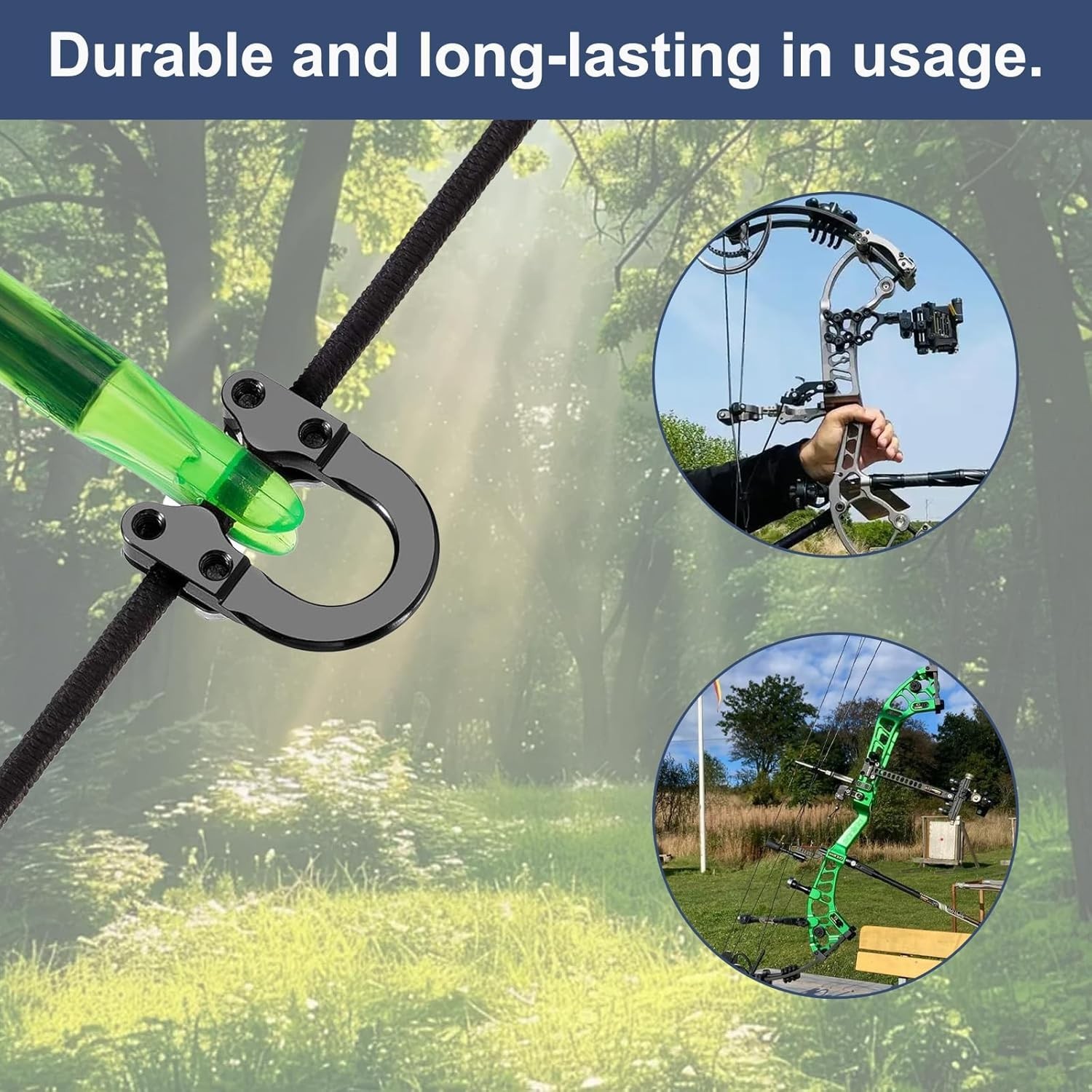 2 Sets Archery Metal U Nock D Loop with Screwdriver for Compound Bow Hunting