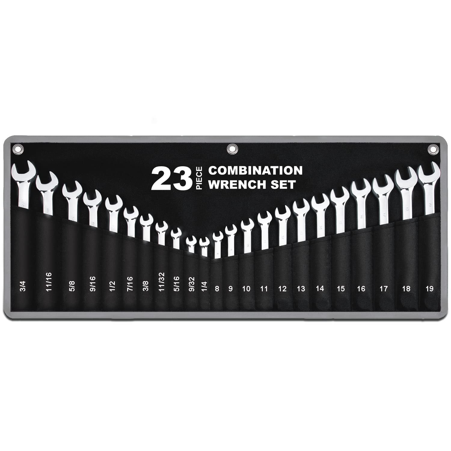 23-Piece Premium SAE and Metric Combination Wrench Set in Roll-up Pouch | Inc...