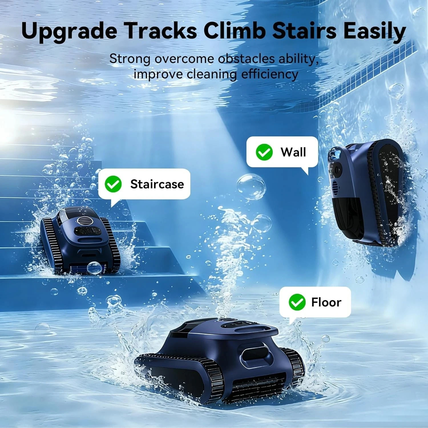 Seauto Cordless Robotic Pool Vacuum Cleaner Wall-Climbing Smart Wavepath Navigat
