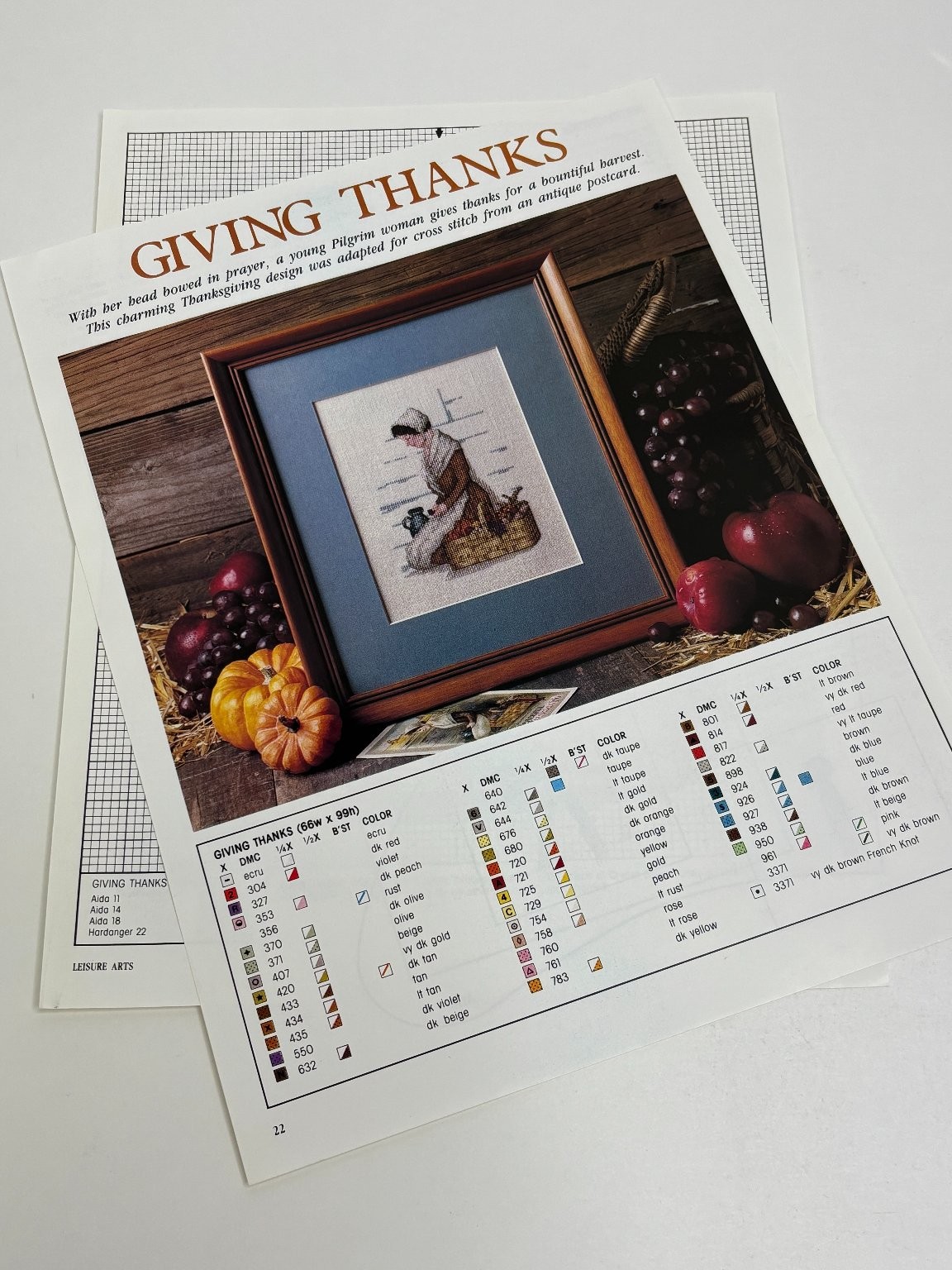 Giving Thanks Counted Cross Stitch Pattern Magazine Pages