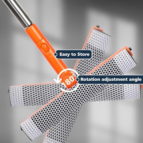 Professional Window Squeegee with 10-55" Extension Poles,2 in 1 Window Cleaner