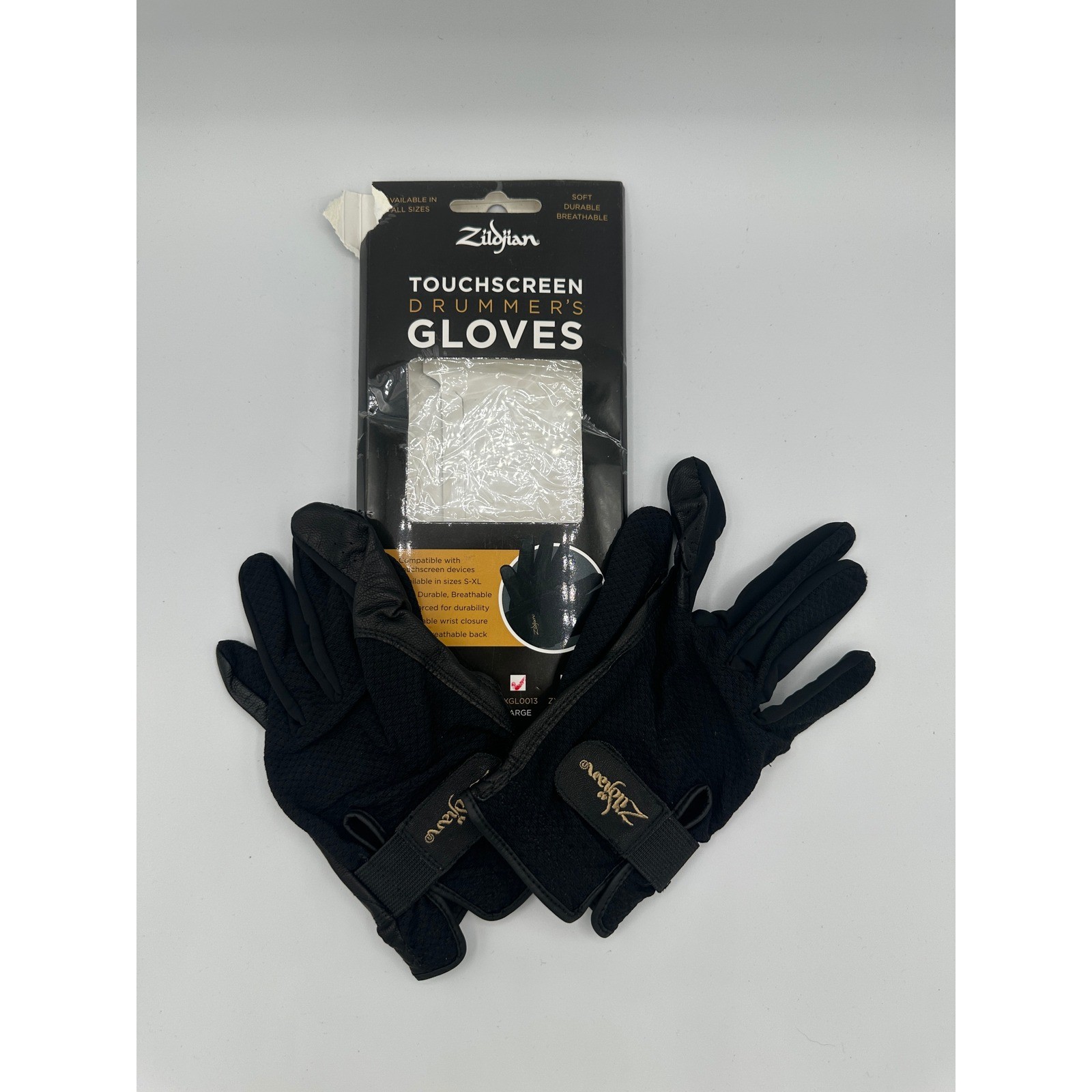 Zildjian Touchscreen Drummer's Gloves Unisex Large Black New ZXGL0013 Reinforced