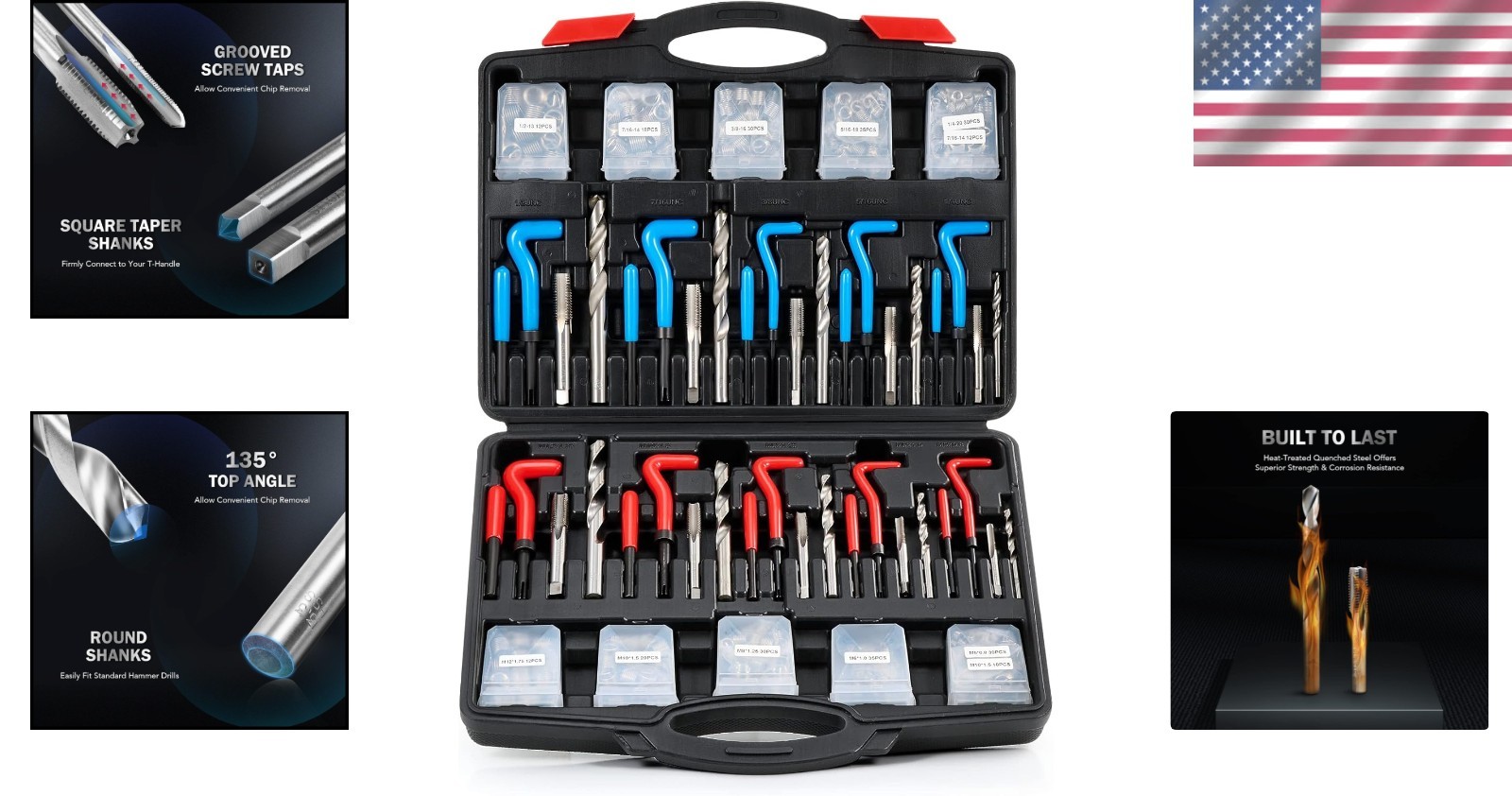 Essential Thread Restorer Kit SAE Metric HSS Drill Tap Inserts 304pcs