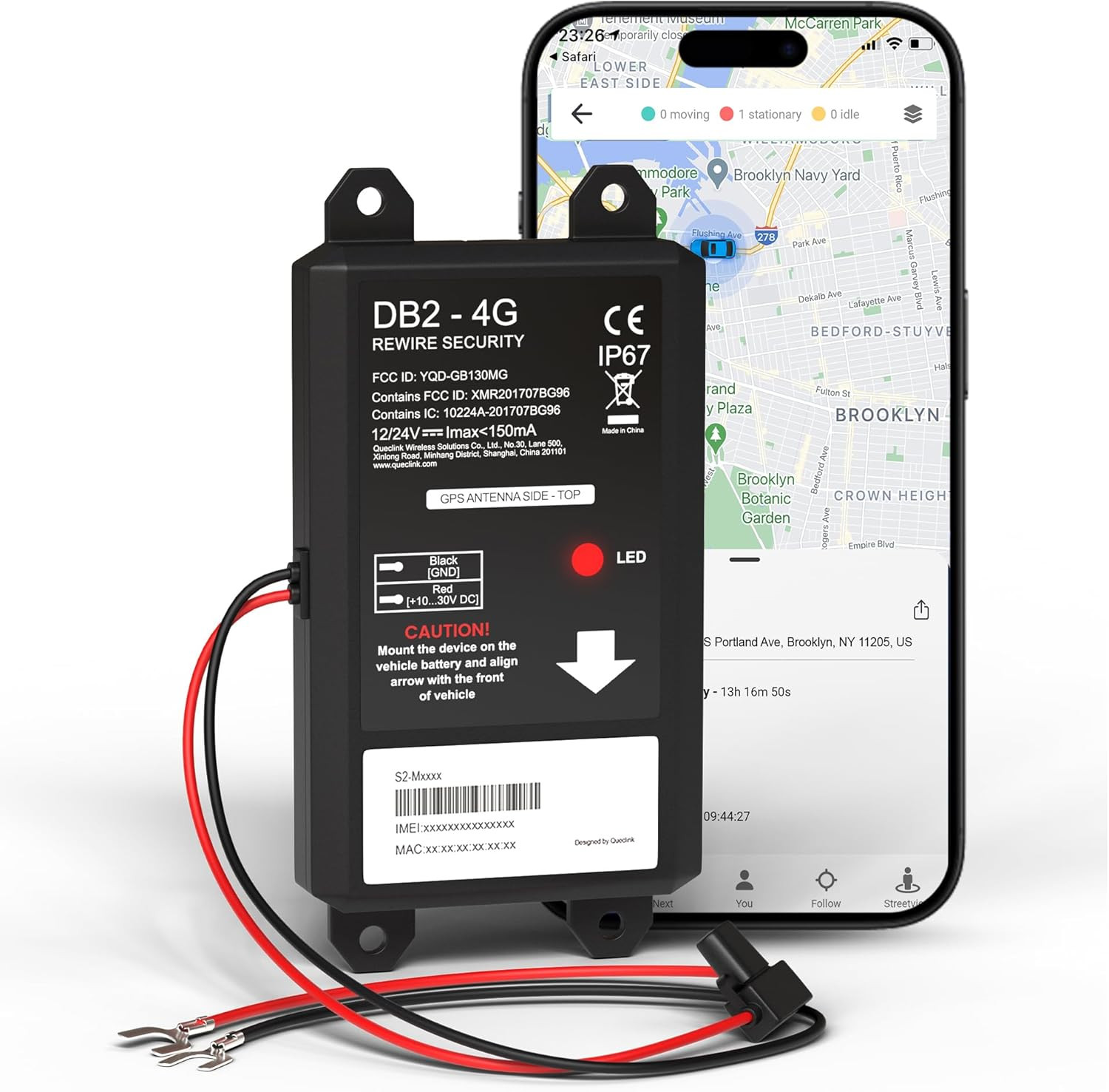 REWIRE SECURITY DB2-4G GPS Tracker for Vehicles – Real-Time Vehicle Tracking Dev